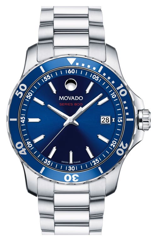 Movado 'Series 800' Bracelet Watch, 40mm in Silver/Blue at Nordstrom