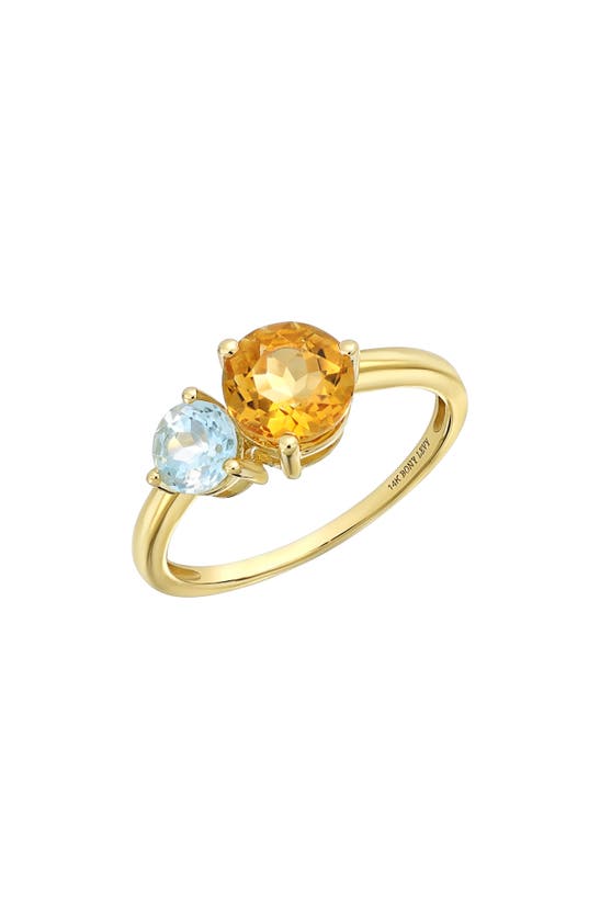 Shop Bony Levy 14k Gold Semiprecious Stone Stackable Ring In 14k Yg Blue Topaz Citrine