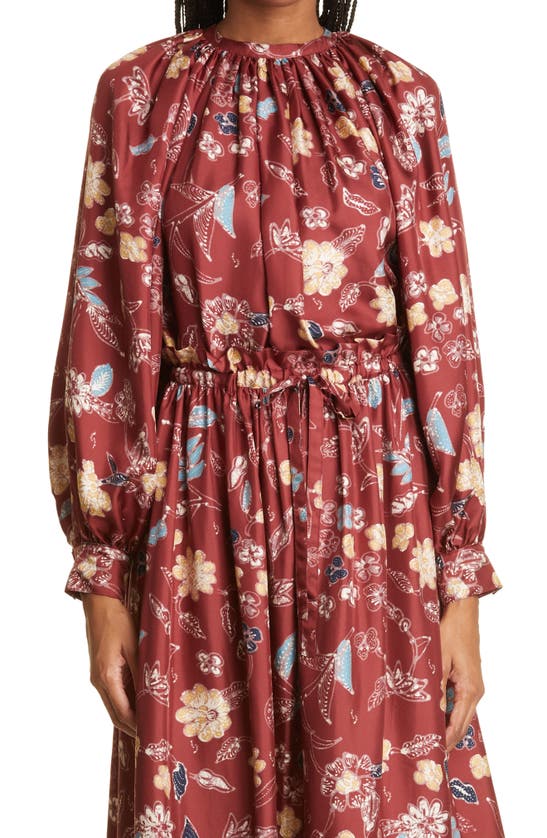 Shop Ulla Johnson Marisol Floral Print Long Sleeve Silk Blouse In Anemone