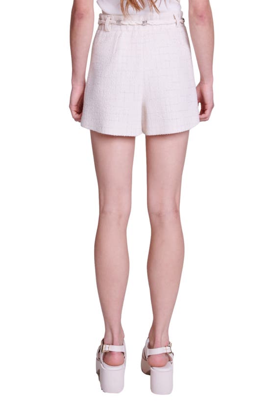 Shop Maje Illoni Belted Tweed Shorts In Ecru
