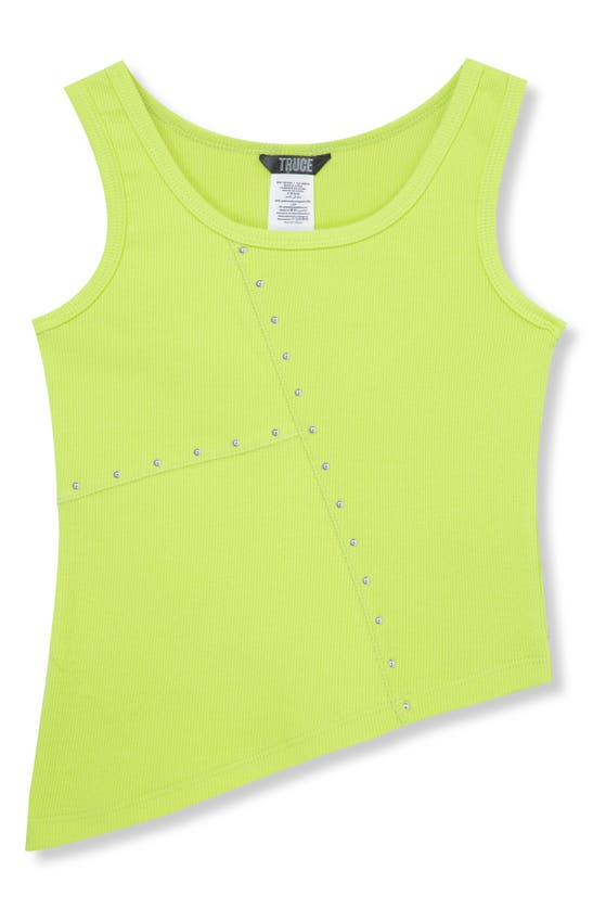Shop Truce Kids' Rib Stud Accent Cotton Tank In Lime