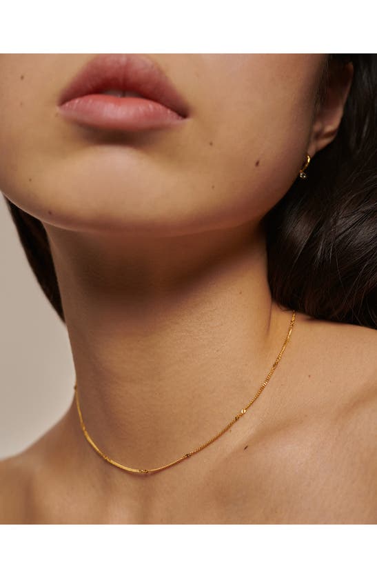 Monica Vinader Twisted Curb Link Station Chain Necklace In 18ct Gold Vermeil