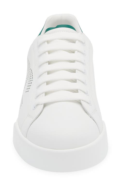 Shop Dolce & Gabbana Dolce&gabbana Portofino Leather Low Top Sneaker In Bianco/smeraldo