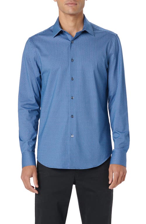 Bugatchi James OoohCotton Serpentine Stripe Print Button-Up Shirt Classic Blue at Nordstrom,