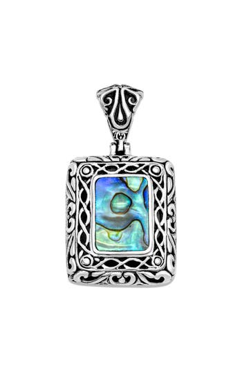 Samuel B. Sterling Silver Abalone Rectangle Pendant In Blue/green