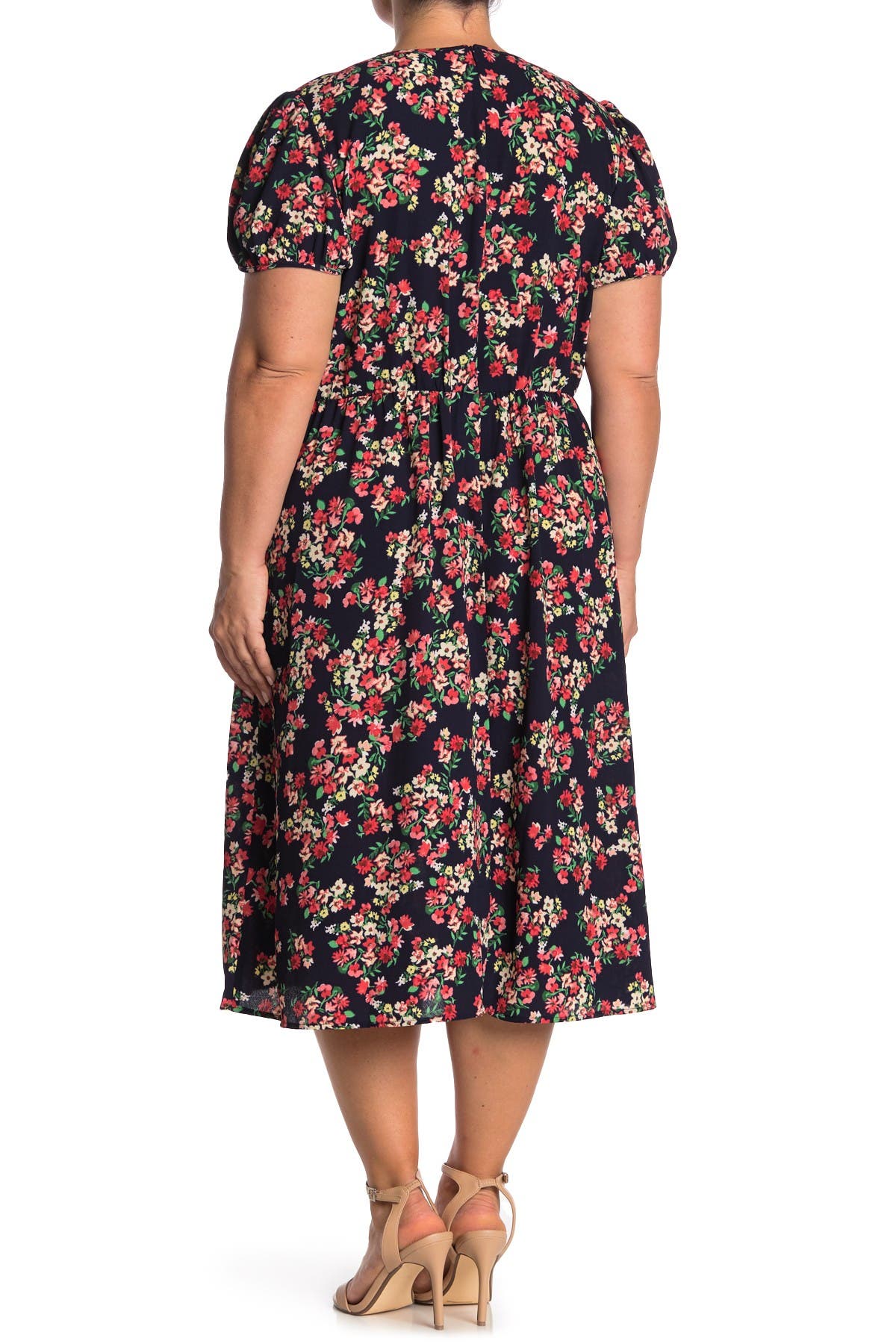 London Times | Floral Puff Sleeve Midi Dress | Nordstrom Rack