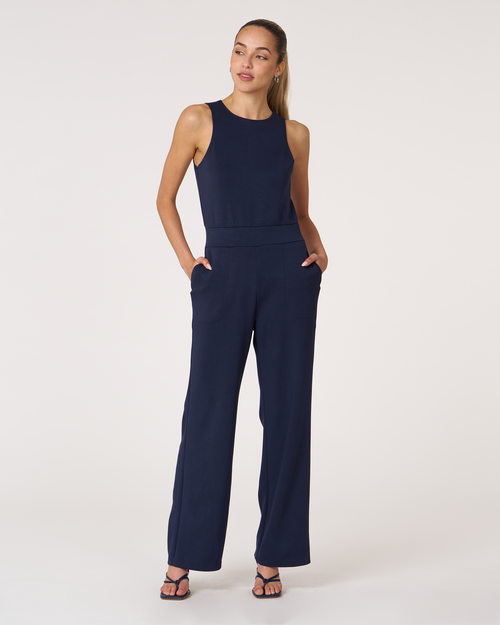 Rebody Active That's A Wrap Scuba Jumpsuit In Cool Navy