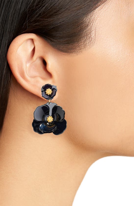 Shop Nordstrom Pansy Drop Earrings In Navy- Gold