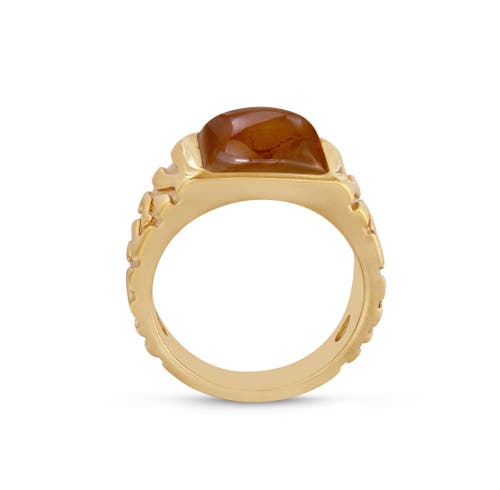 Shop Luvmyjewelry Cracked Agate Sterling Silver Men Signet Ring In 14kt Gold Vermeil On Sterling