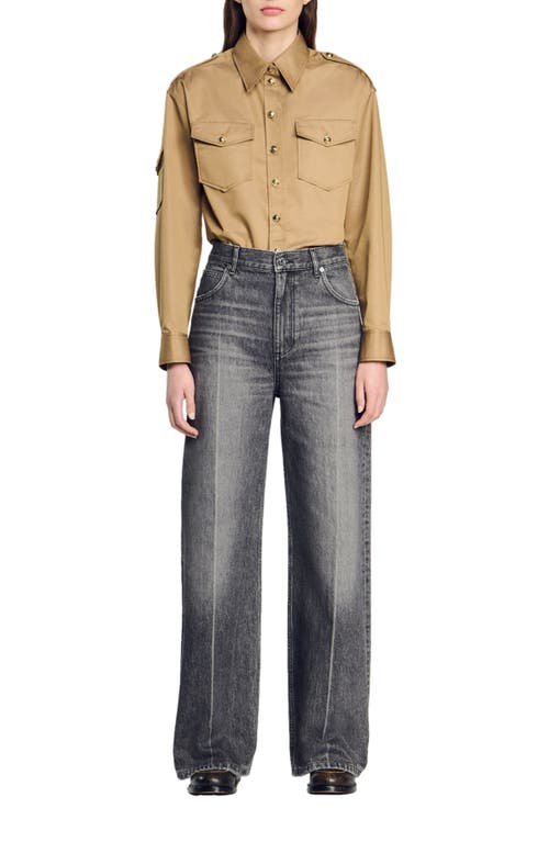 Shop Sandro Low-waisted Straight-leg Jeans In Grey