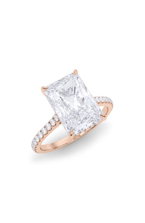 Shop Hautecarat Radiant Cut Pavé Lab Created Diamond Ring In 2.00 Ctw 18k Rose Gold