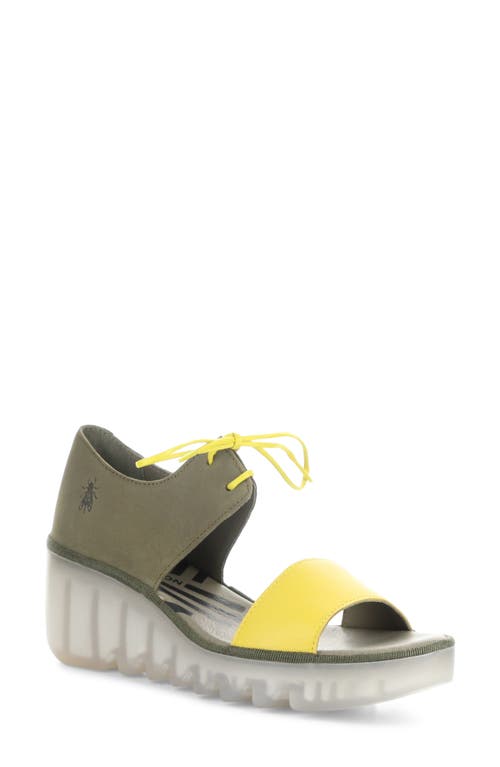 Bilu Platform Wedge Sandal in Yellow/Khaki