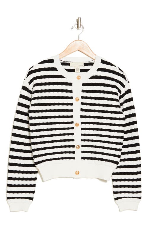 Shop By Design Tinsley Stripe Cardigan In Black/gardenia