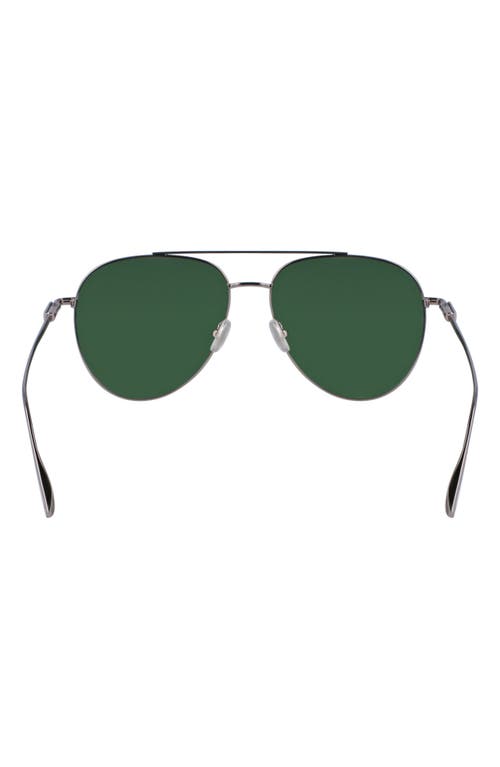 Shop Ferragamo Gancini Evolution 61mm Aviator Sunglasses In Light Ruthenium/green
