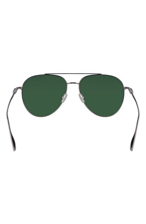 Ferragamo Gancini Evolution 61mm Aviator Sunglasses In Light Ruthenium/green