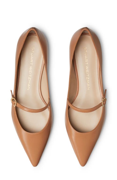 Shop Stuart Weitzman Emilia Mary Jane Flat In Tan