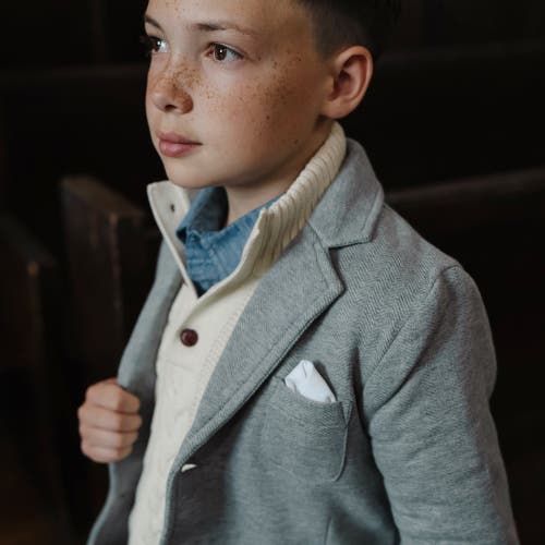 Shop Hope & Henry Boys' Fleece Blazer, Kids In Gray Heather Herringbone