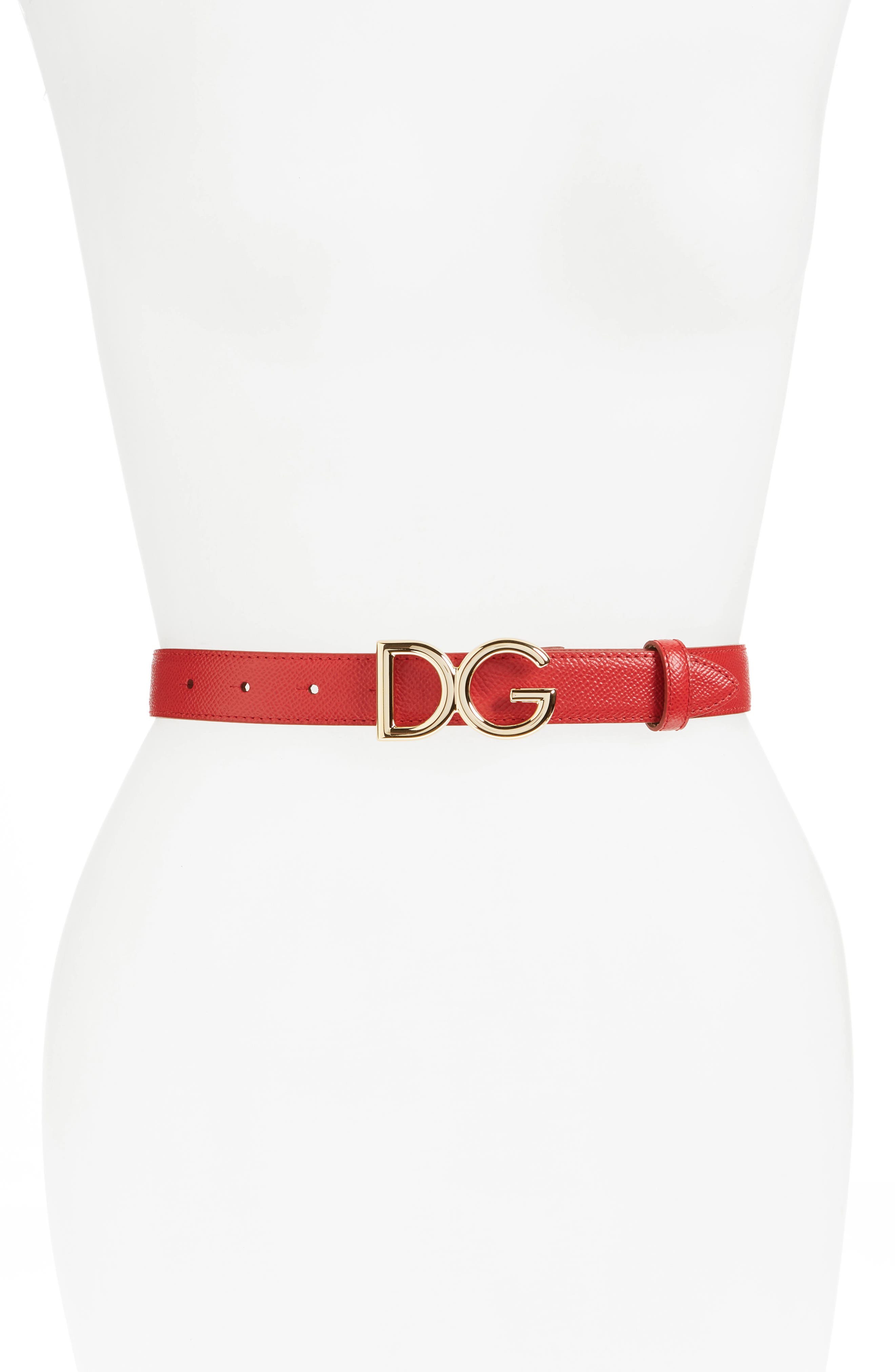 Dolce & Gabbana Leather Belt in Rosso at Nordstrom, Size 75