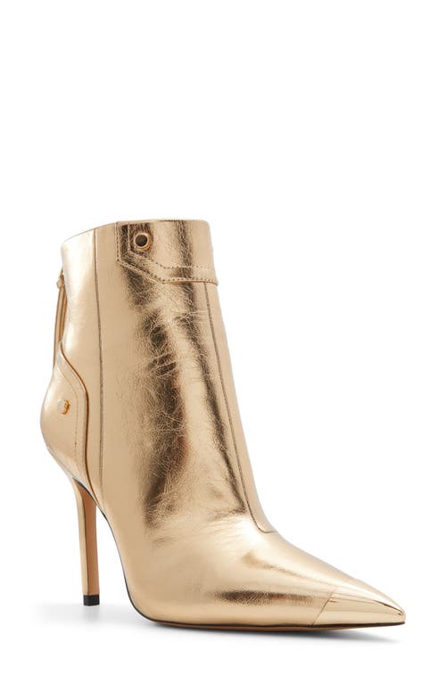 ALDO Nilita Pointed Cap Toe Bootie in Gold 