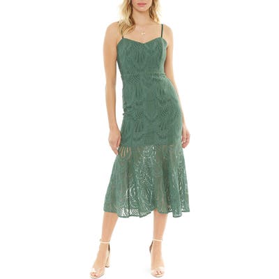 4Si3Nna Sleeveless Lace Midi Dress, Green