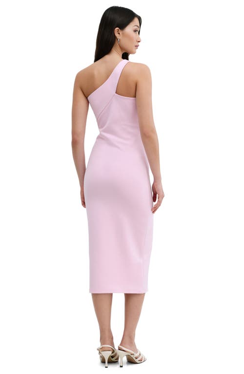 Shop Marcella Cameron One-shoulder Ponte Midi Dress In Mauve