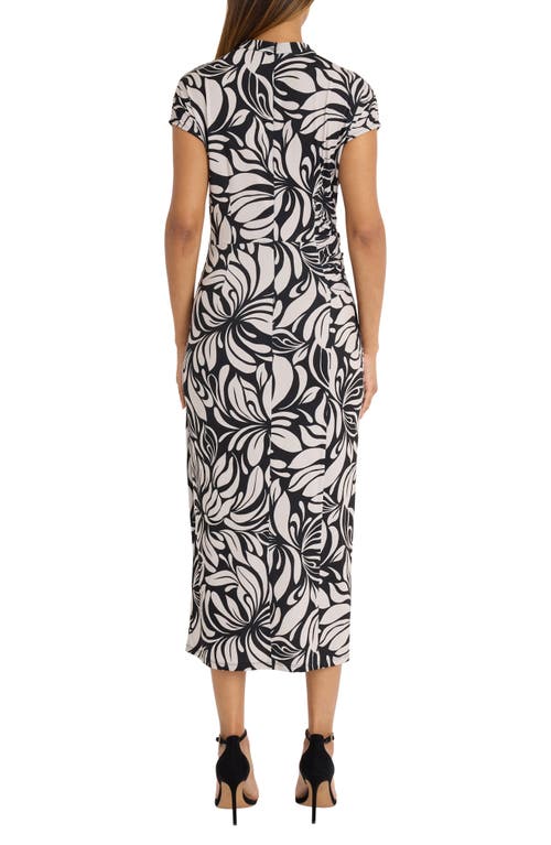 Shop Donna Morgan For Maggy Leaf Asymmetric Midi Dress In Black/tan
