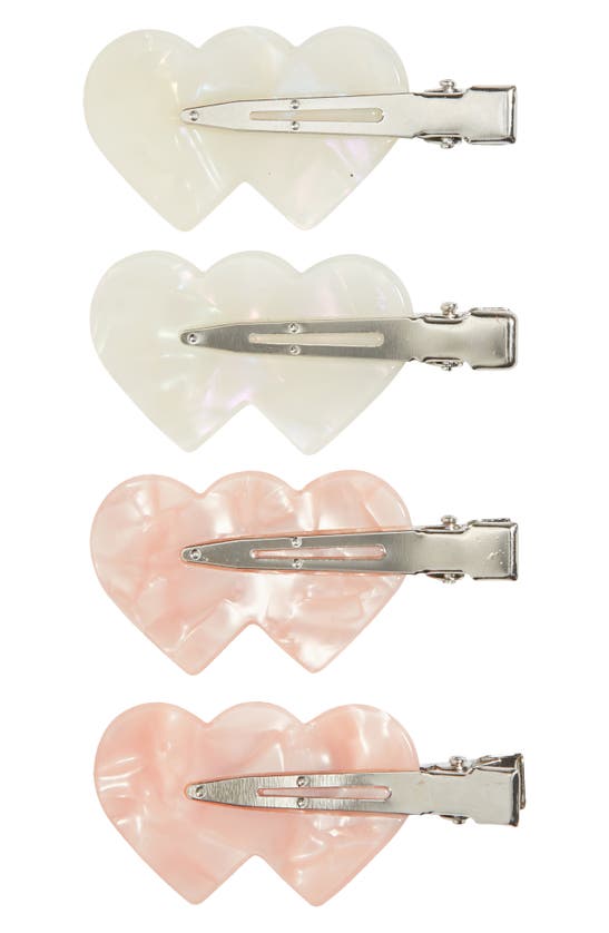 Bp. Kids' Double Heart 4-pack Assorted Creaseless Hair Clips In Multi