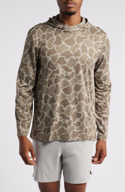 Shop Florence Airtex Long Sleeve Hooded Performance Top In Heather Tan Camo