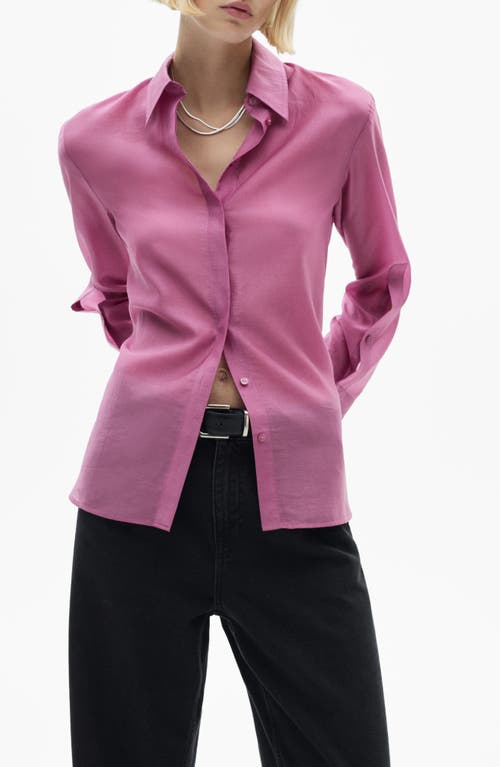 MANGO Satin Shirt in Pink 