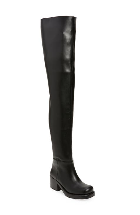BLACK LEATHER 2 5 STILETTO HIGH HEELS THIGH BOOTS LEATHER PANTS GLOVES  MILITARY STYLE JACKET FALL WI 