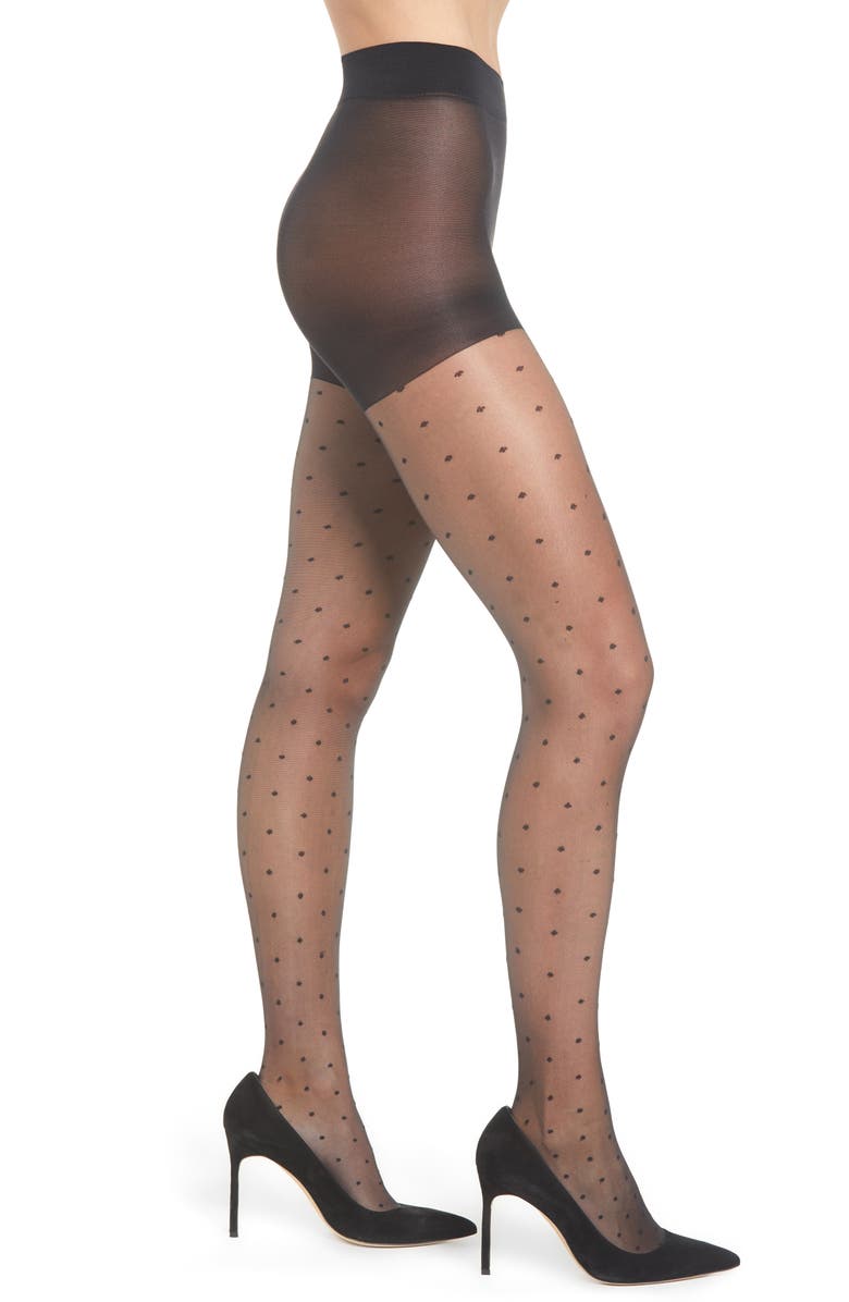 NORDSTROM 'Sheer Dot' Control Top Pantyhose, Main, color, BLACK/ BLACK