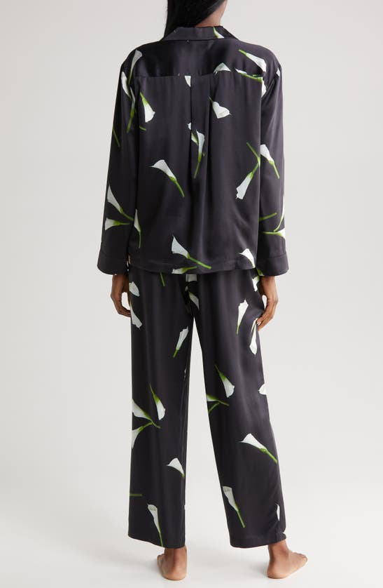 Shop Lunya Long Sleeve Washable Silk Pajamas In Floating Lily Medium