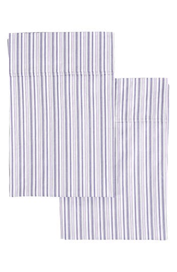 Melange Home Set Of 2 Percale Stripe Cotton Pillowcase In Violet