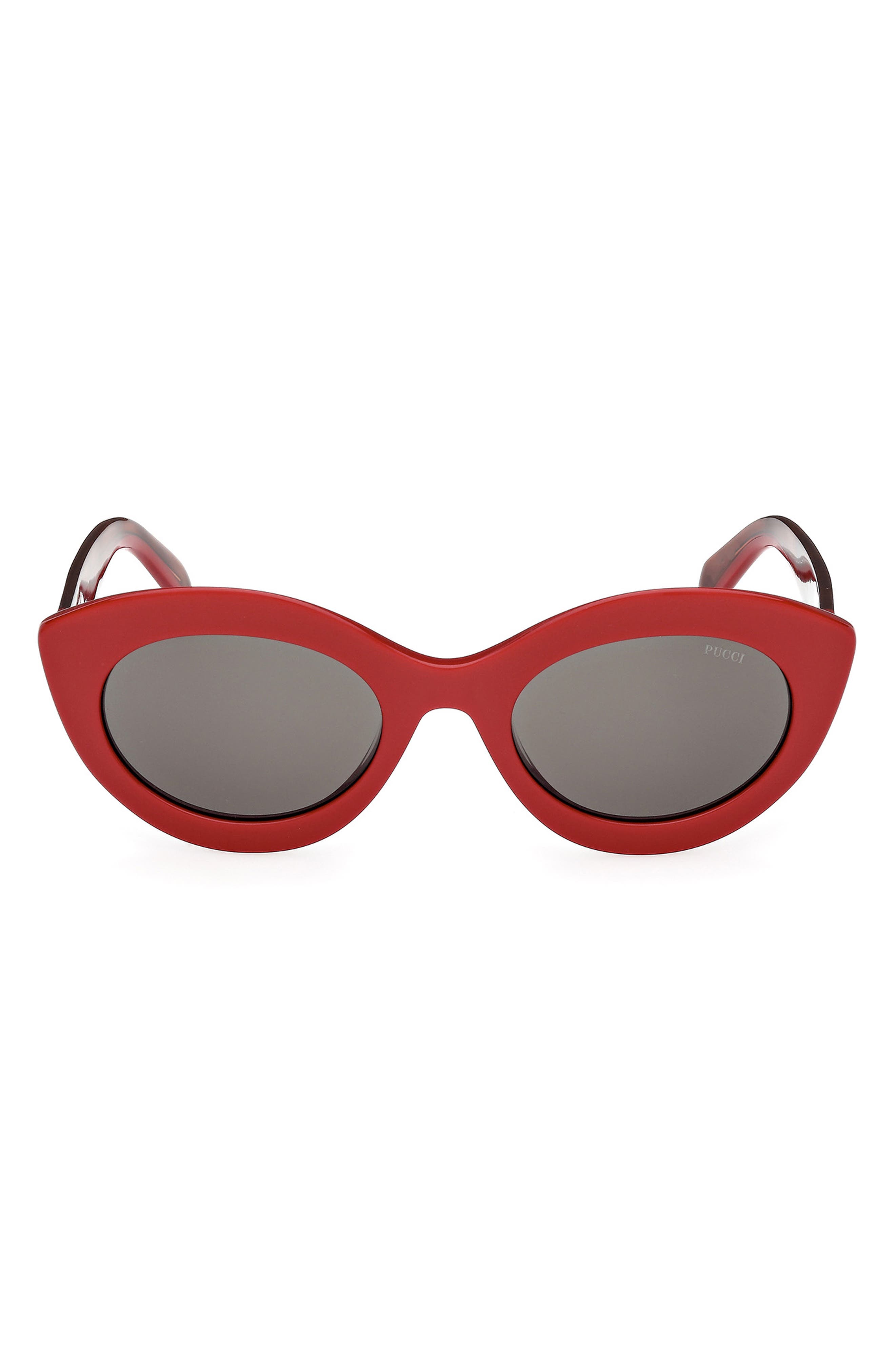 Emilio Pucci 53mm Cat Eye Sunglasses in Shiny Red /Smoke 