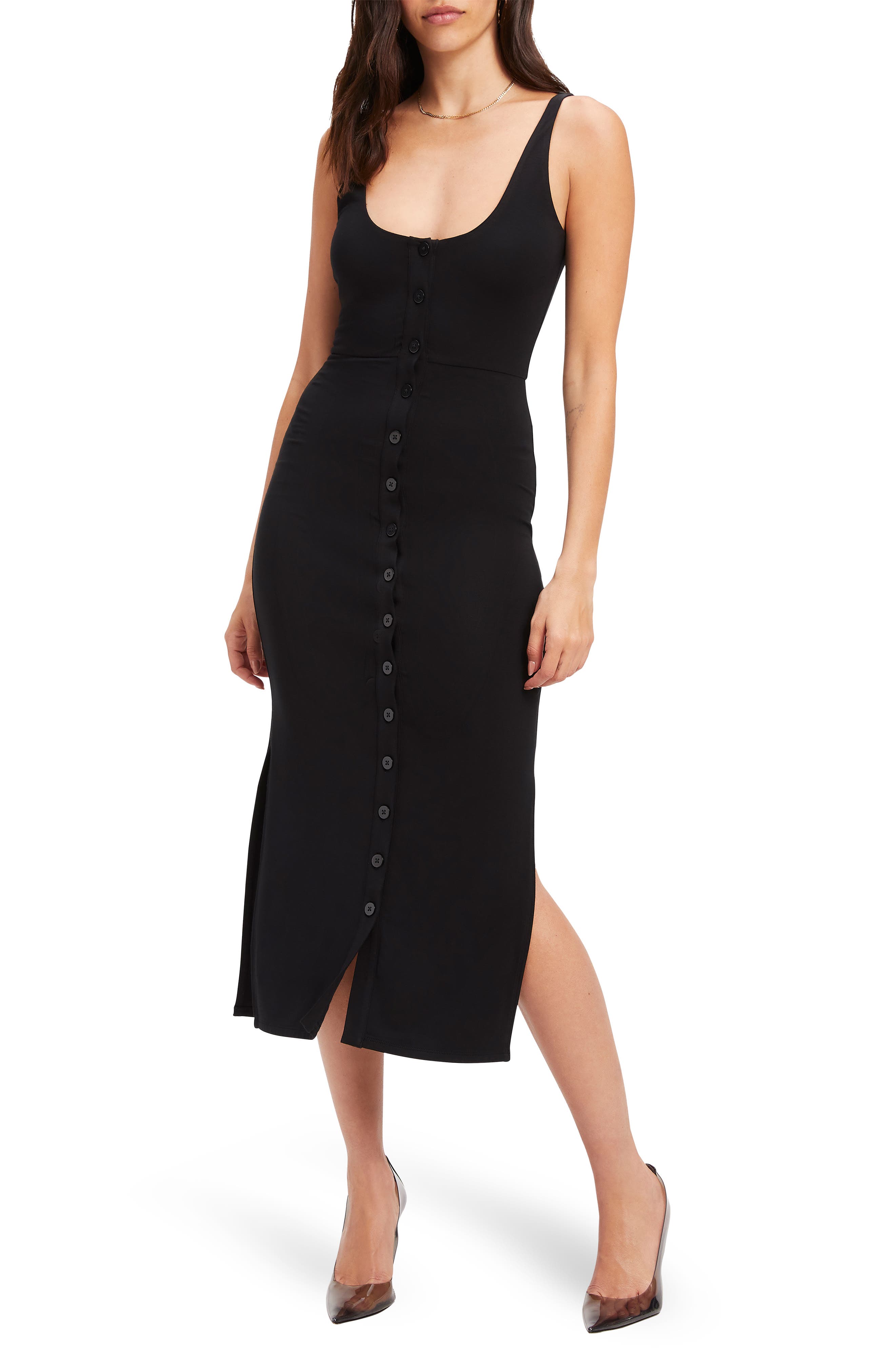 Good American Rib Knit Tie Waist Midi 