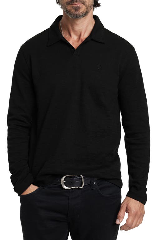 Shop John Varvatos Morris Long Sleeve Johnny Collar Polo In Black