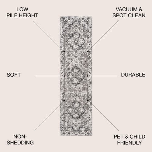 Jonathan Y Denia Ornate Geometric Medallion Area Rug In Dark Gray