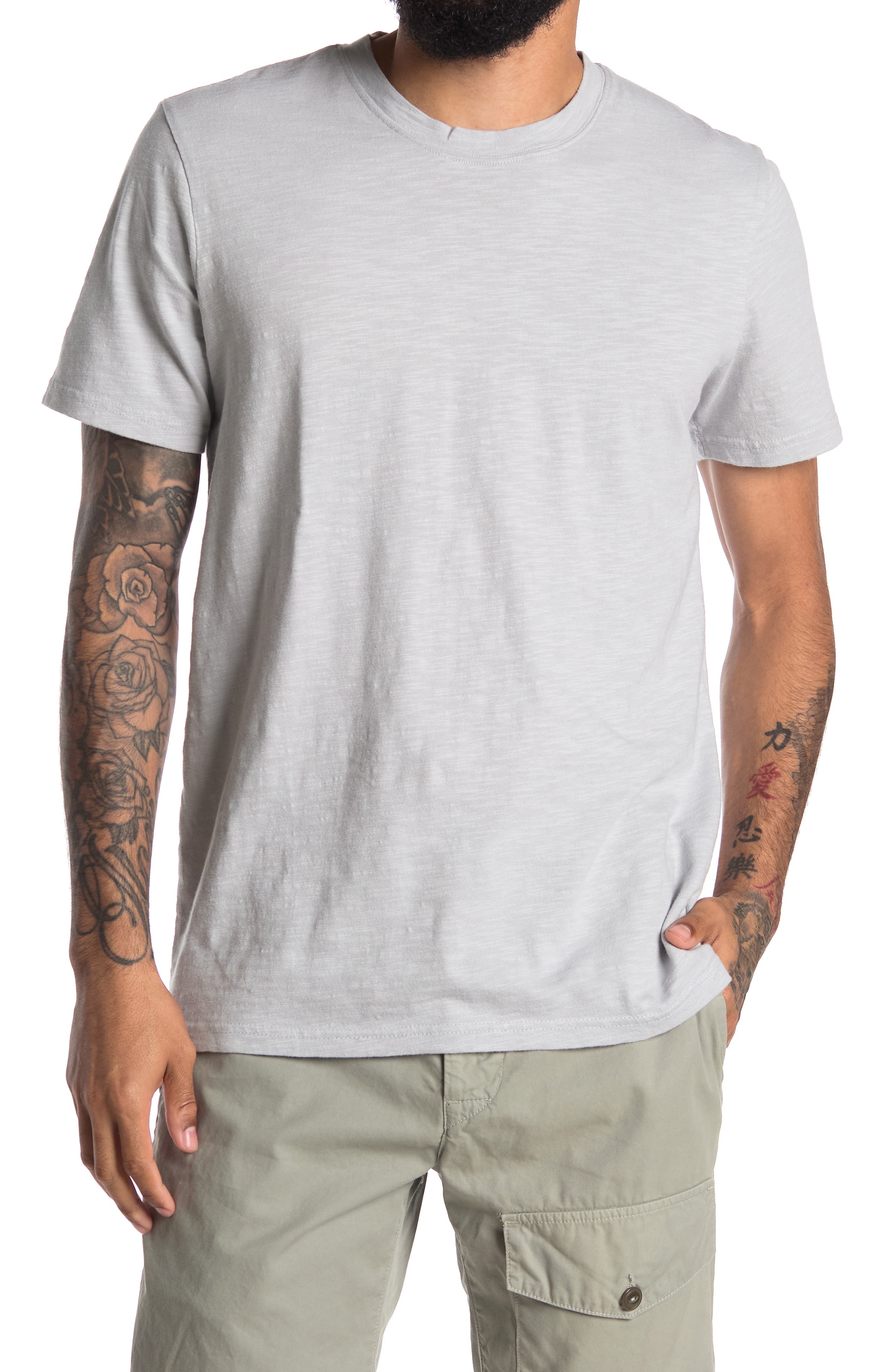 14th & Union Short Sleeve Slub Crew Neck T-shirt In Light/pastel Grey