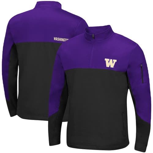 Men's Colosseum Purple/Black Washington Huskies Triple Dog Dare Quarter-Zip Jacket