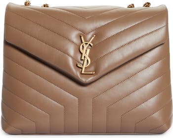 Saint Laurent Medium Loulou Y-Quilted Leather Crema Soft Bag New