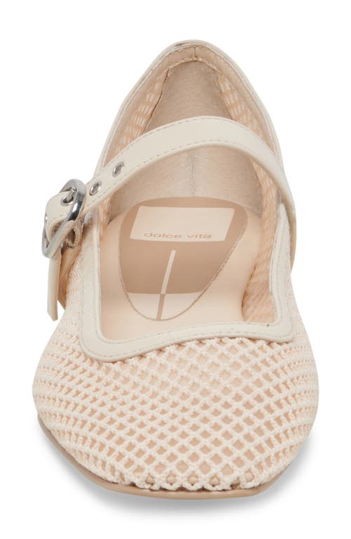 Shop Dolce Vita Rodni Mary Jane Flat In Creme Woven Mesh