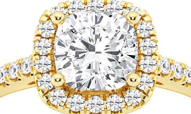 Shop Badgley Mischka Collection Cushion Cut Lab Created Diamond Halo Ring In Yellow Gold