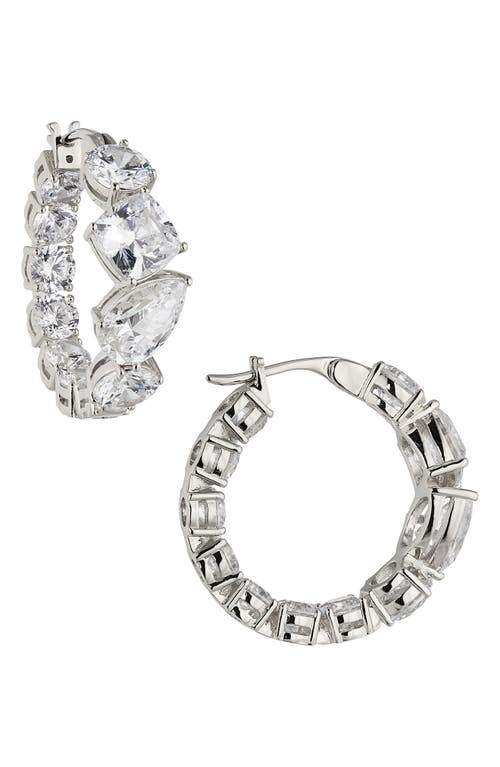 Nadri Chunky Cubic Zirconia Inside Out Hoop Earrings in Rhodium at Nordstrom