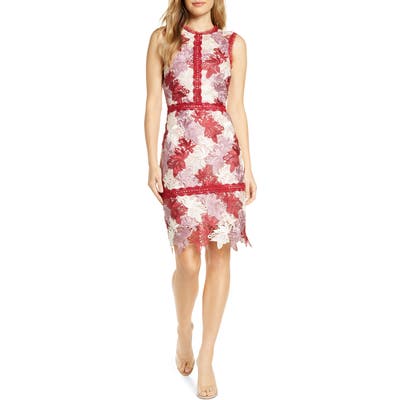Adelyn Rae Lizette Lace Sheath Dress, Red