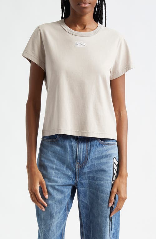 Shop Alexander Wang Blade Logo Shrunken Cotton Jersey T-shirt In Washed Oyster