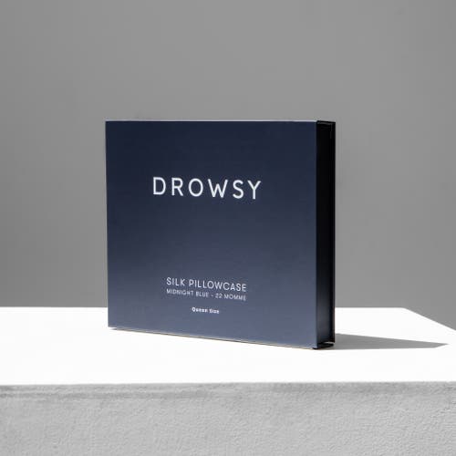 Drowsy Sleep Co . Queen Silk Pillowcase In Midnight Blue
