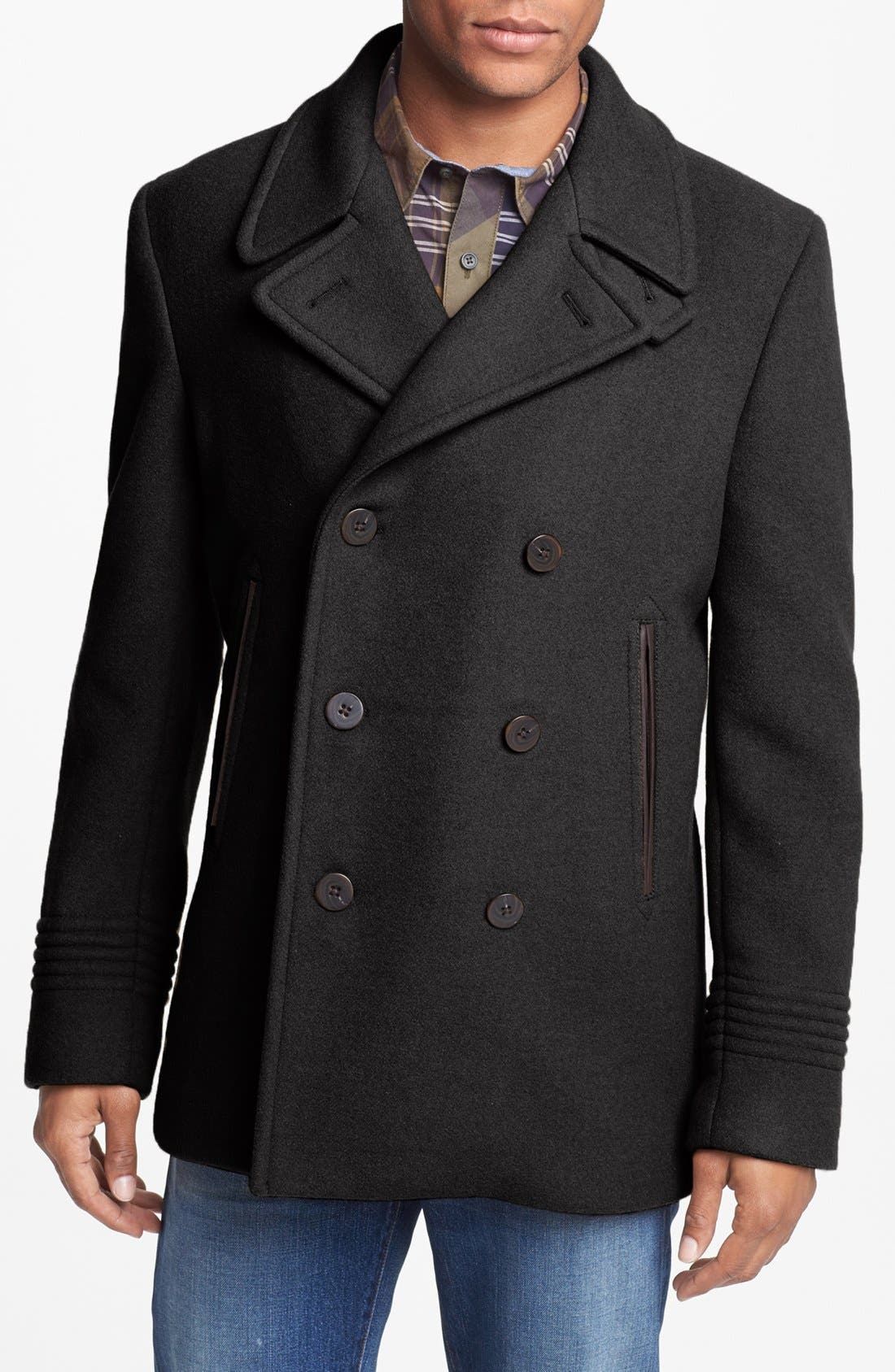 MARC BY MARC JACOBS 'Rushmore' Double Breasted Wool Blend Peacoat Nordstrom