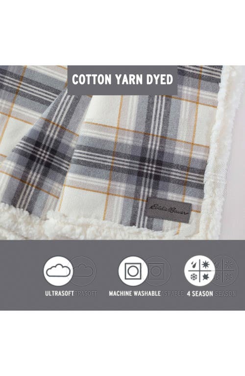 Eddie Bauer Edgewood Plaid Fleece Throw Blanket In Grey