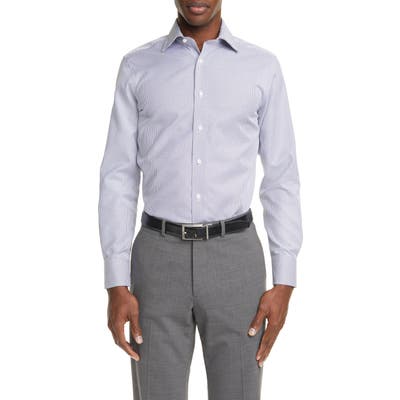 Canali Regular Fit Geo Non-Iron Dress Shirt, Blue