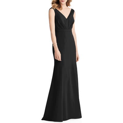 Jenny Packham Cowl Back Chiffon Trumpet Gown, Black